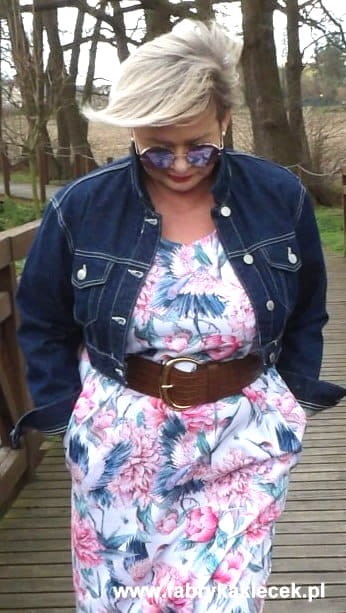 Sukienka 40/42, biust 114/116,  naturalna, całoroczna, elastyczna, bawełniana, wygodna z kieszeniami, wielosezonowa, JASNA, CZAPLA