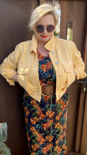 Sukienka MIDI 38/40 elastyczna, elegancka, całoroczna, biust 110/112 cm, tkanina DRESÓWKA, 95% bawełny, naturalna, wygodna, na duży biust,  z kieszeniami