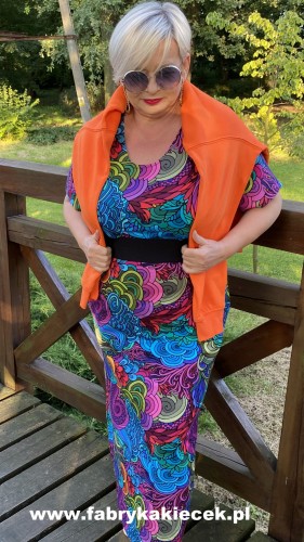 Sukienka 44/46  naturalna, plus size, całoroczna, elastyczna
